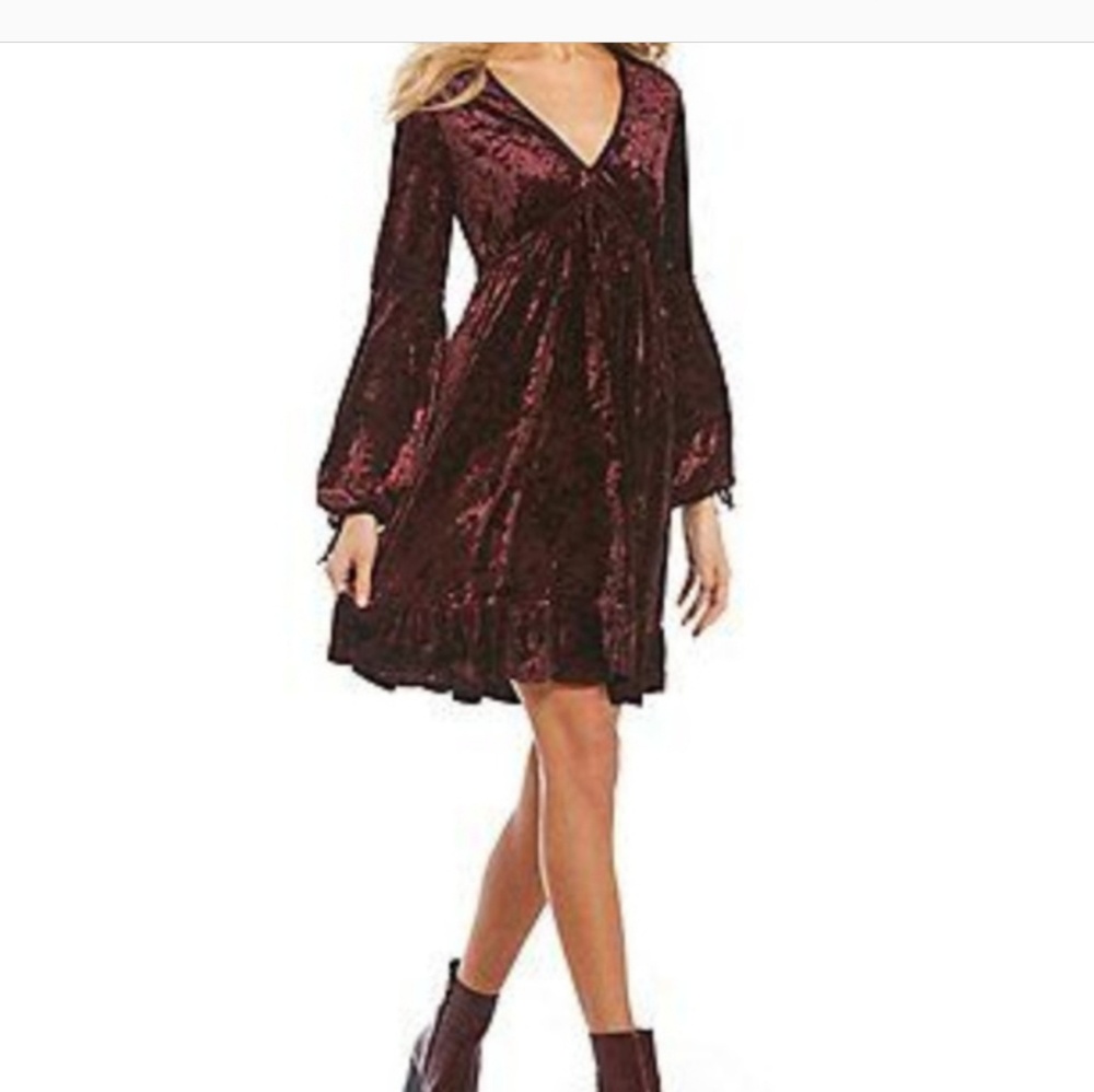 Chelsea & Violet Purple Crushed Velvet Hippy Dress
